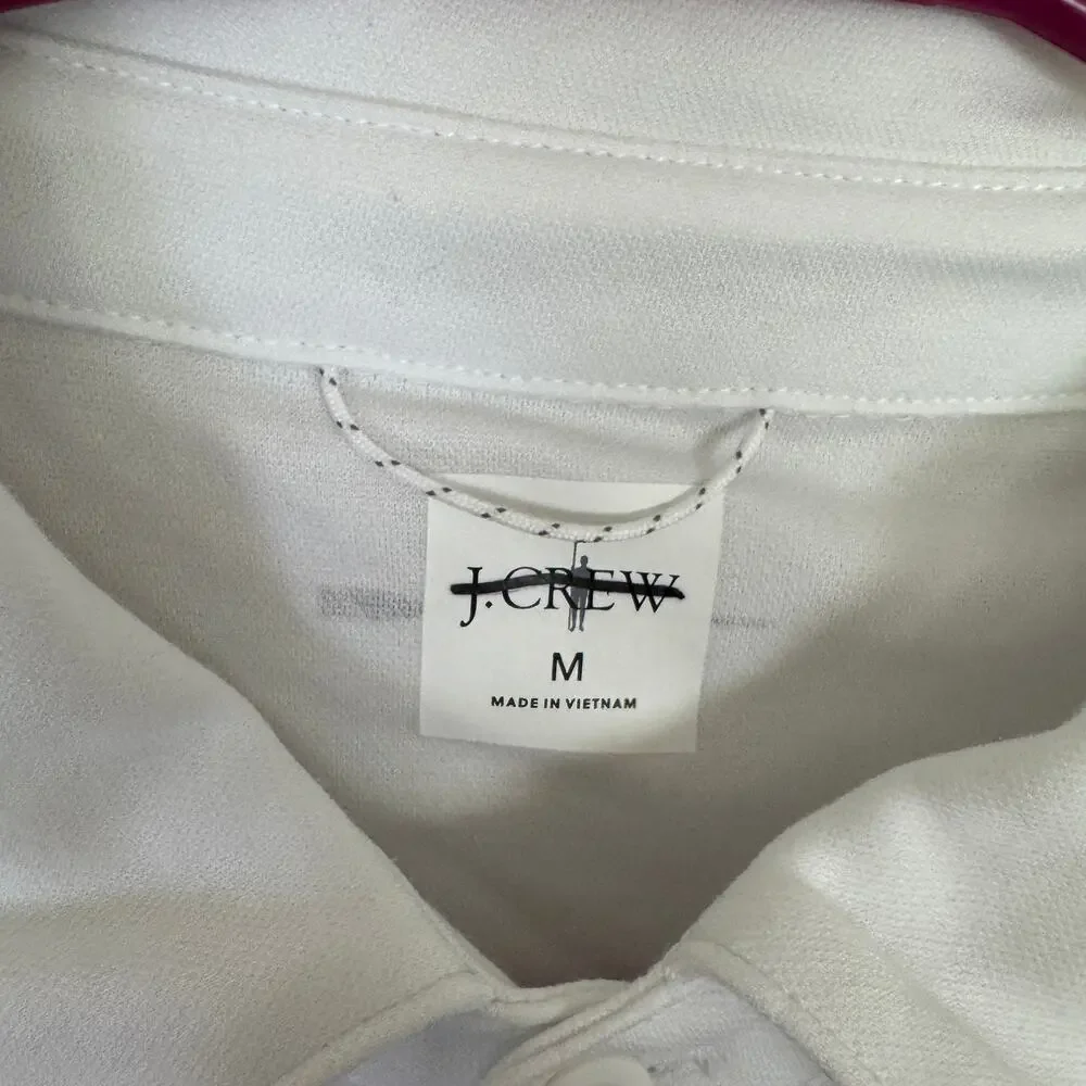 J.Crew Mens Performance Polo M White Coolmax Moisture Wicking Short Sleeve Knit